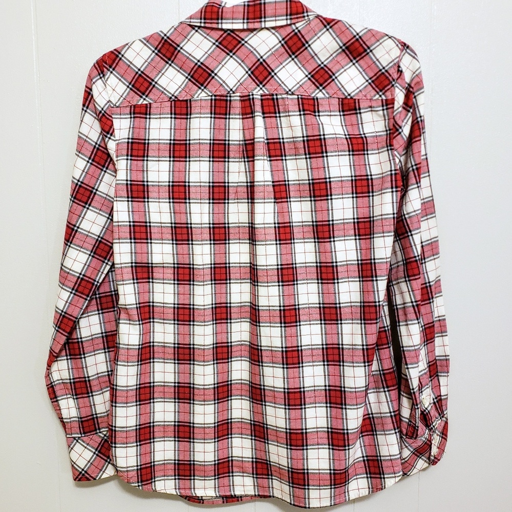 Talbots Ruffle Holiday Metallic Flannel Top - Picture 2 of 4